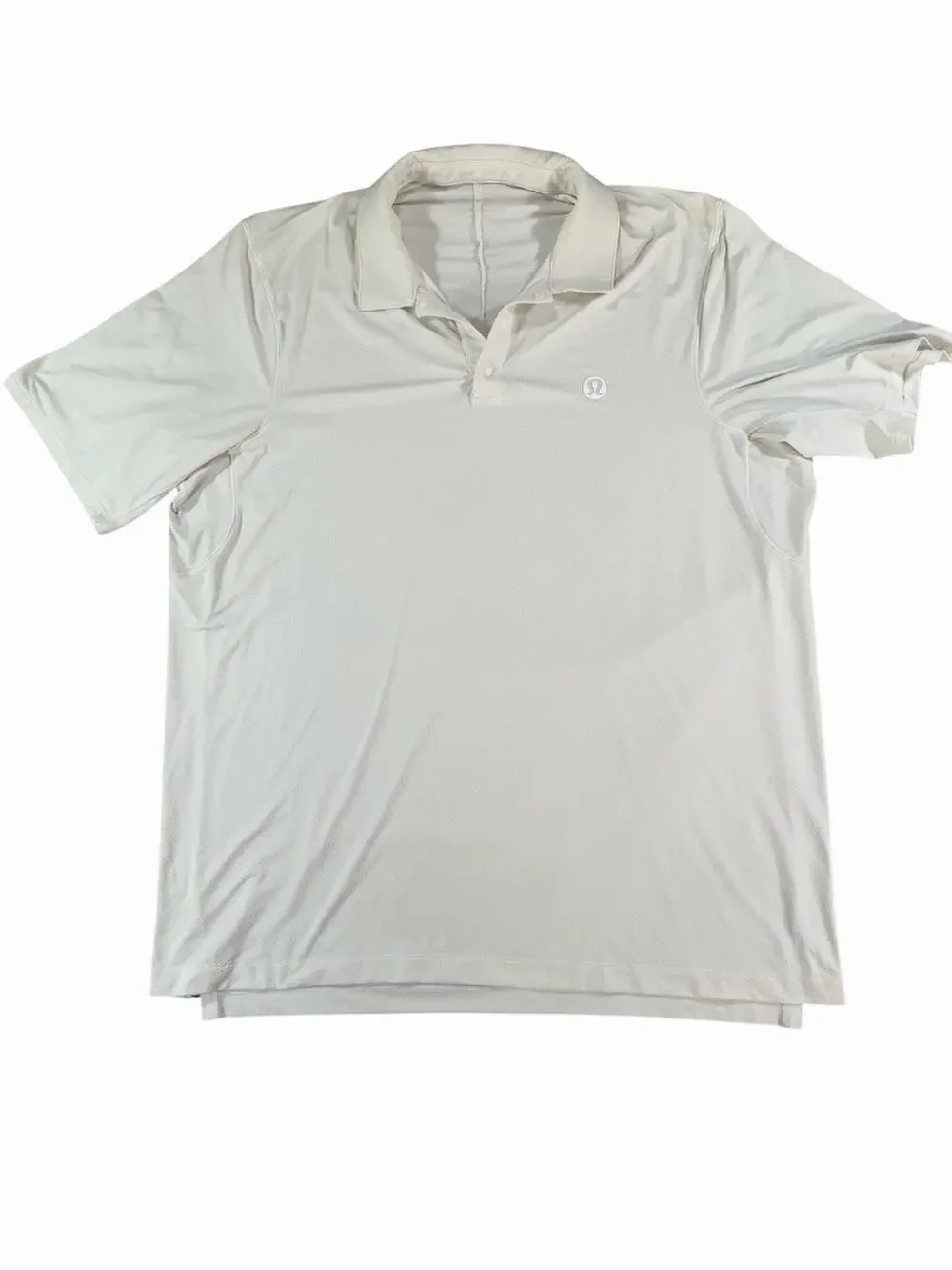 lululemon athletica Men’s Polo Shirt XXL White Short Sleeve 3-Button Performance